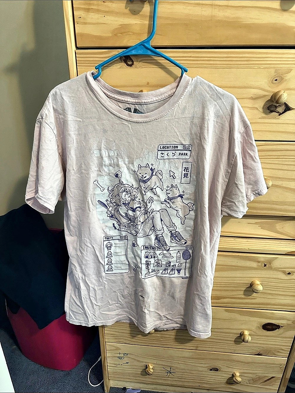 Vapor95 Shiba Quest T-Shirt Graphic Tee Pink